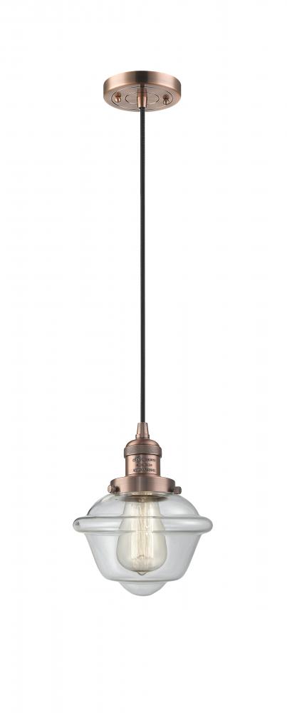 Oxford - 1 Light - 7 inch - Antique Copper - Cord hung - Mini Pendant