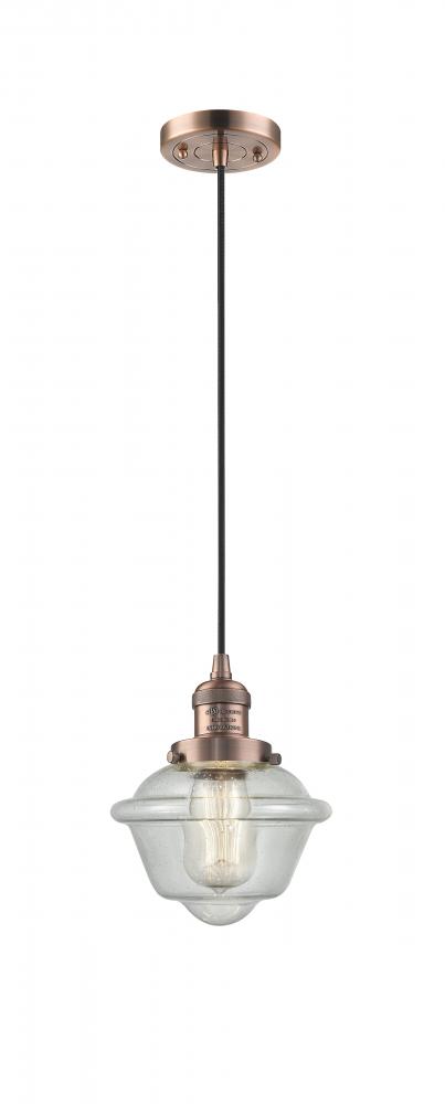 Oxford - 1 Light - 7 inch - Antique Copper - Cord hung - Mini Pendant