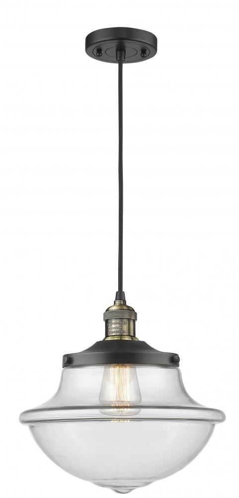 Oxford - 1 Light - 12 inch - Black Antique Brass - Cord hung - Mini Pendant