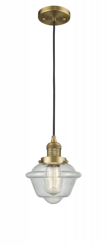 Oxford - 1 Light - 7 inch - Brushed Brass - Cord hung - Mini Pendant