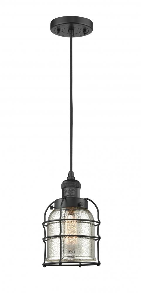 Bell Cage - 1 Light - 6 inch - Matte Black - Cord hung - Mini Pendant