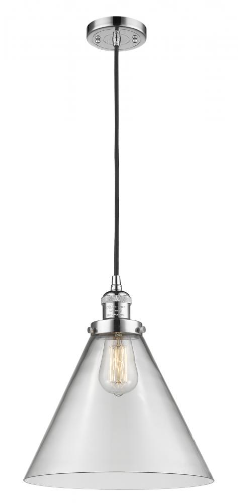 Cone - 1 Light - 12 inch - Polished Chrome - Cord hung - Mini Pendant