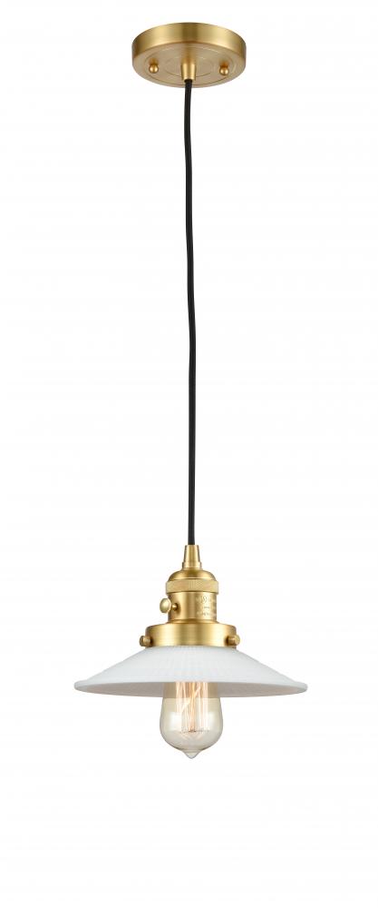 Halophane - 1 Light - 9 inch - Satin Gold - Cord hung - Mini Pendant