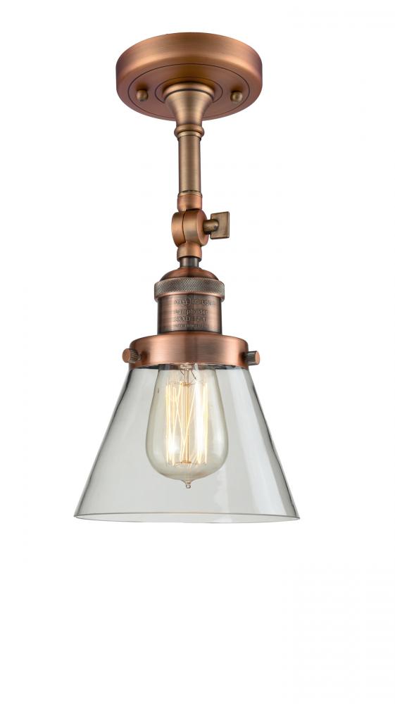 Cone - 1 Light - 6 inch - Antique Copper - Adjustable Semi-Flush Mount