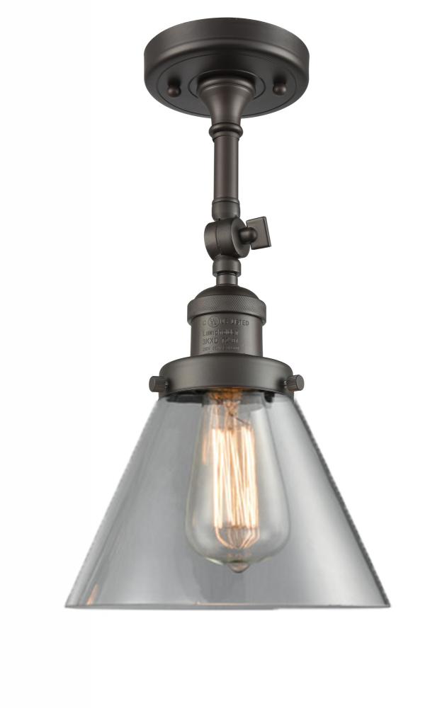 Cone - 1 Light - 8 inch - Oil Rubbed Bronze - Adjustable Semi-Flush Mount