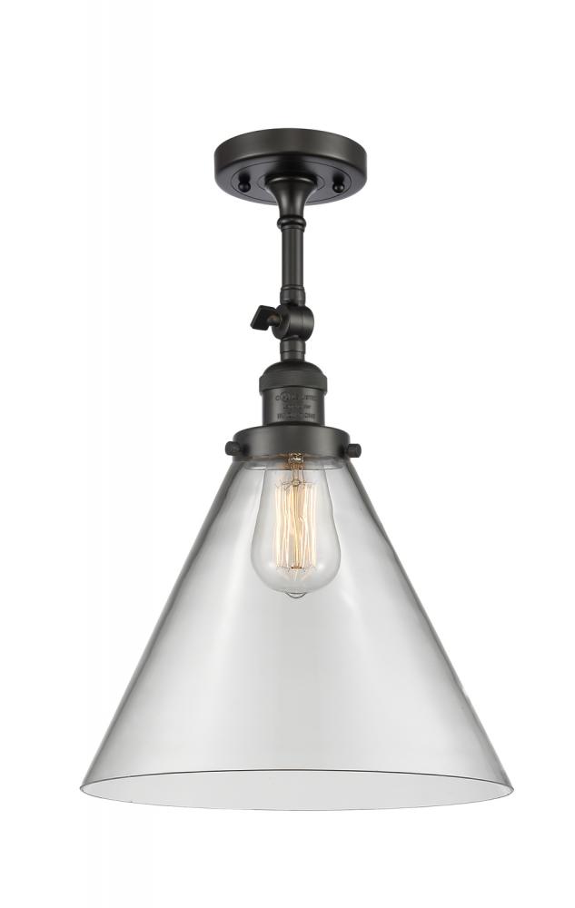 Cone - 1 Light - 12 inch - Oil Rubbed Bronze - Adjustable Semi-Flush Mount