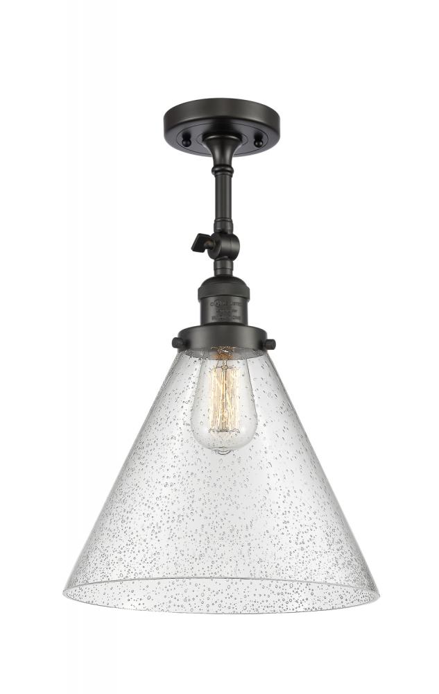 Cone - 1 Light - 12 inch - Oil Rubbed Bronze - Adjustable Semi-Flush Mount