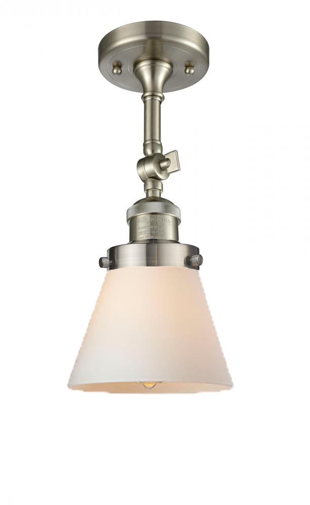 Cone - 1 Light - 6 inch - Brushed Satin Nickel - Adjustable Semi-Flush Mount