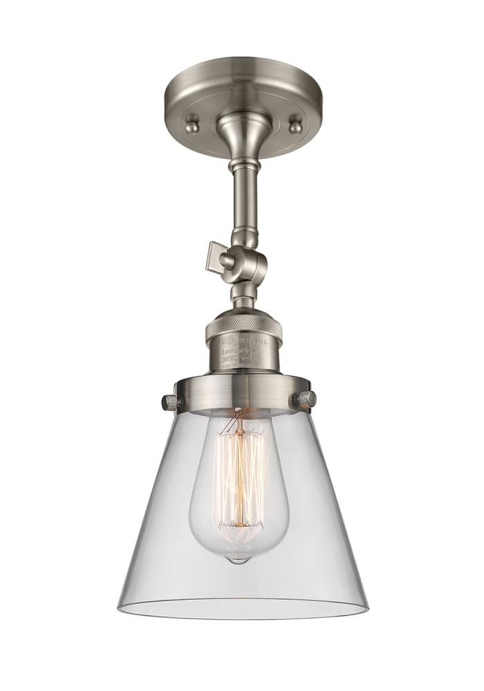 Cone - 1 Light - 6 inch - Brushed Satin Nickel - Adjustable Semi-Flush Mount