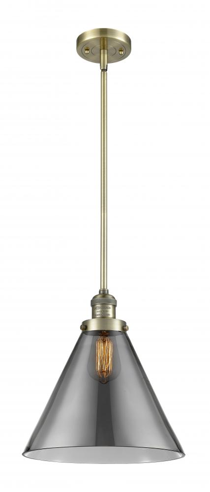 Cone - 1 Light - 12 inch - Antique Brass - Stem Hung - Mini Pendant