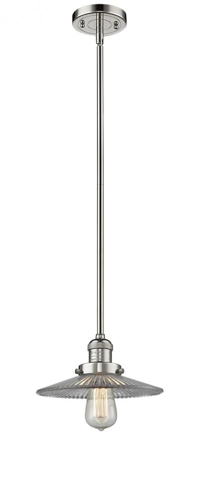 Halophane - 1 Light - 9 inch - Polished Nickel - Stem Hung - Mini Pendant