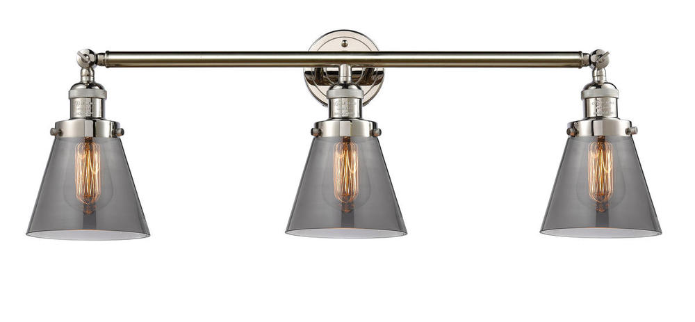 Cone - 3 Light - 30 inch - Polished Nickel - Bath Vanity Light