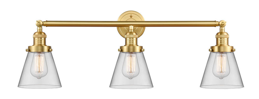 Cone - 3 Light - 30 inch - Satin Gold - Bath Vanity Light