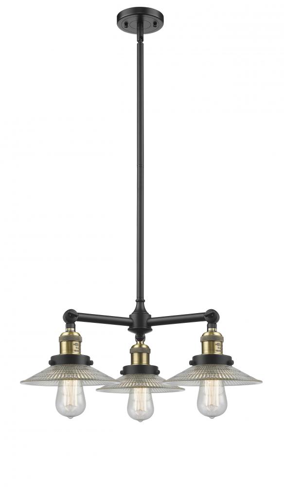 Halophane - 3 Light - 22 inch - Black Antique Brass - Stem Hung - Chandelier