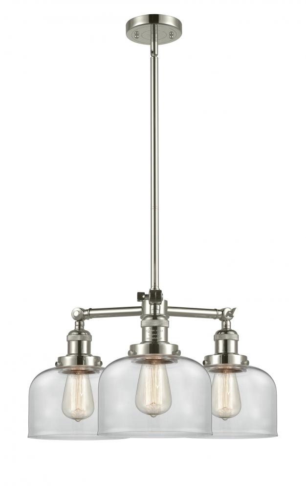 Bell - 3 Light - 22 inch - Polished Nickel - Stem Hung - Chandelier