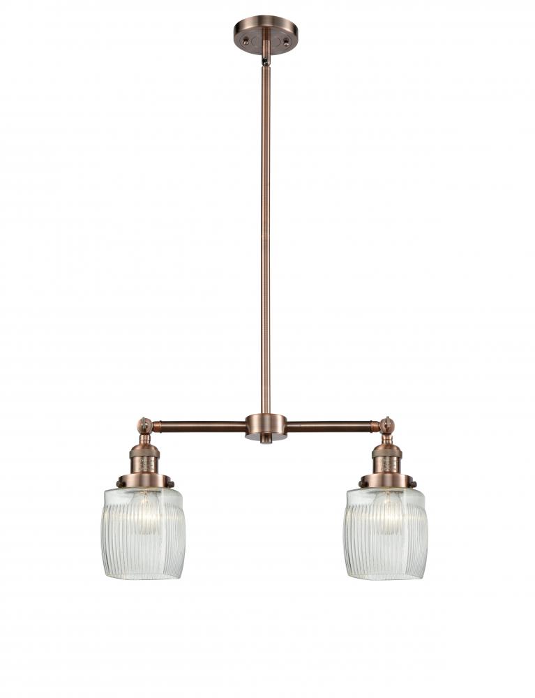 Colton - 2 Light - 22 inch - Antique Copper - Stem Hung - Adjustable Island Light