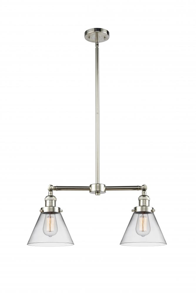 Cone - 2 Light - 21 inch - Polished Nickel - Stem Hung - Island Light