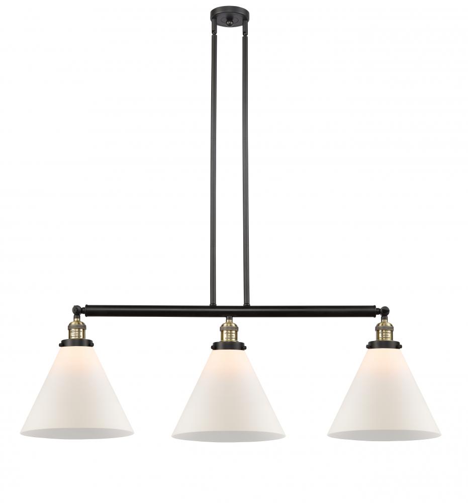 Cone - 3 Light - 44 inch - Black Antique Brass - Stem Hung - Adjustable Island Light