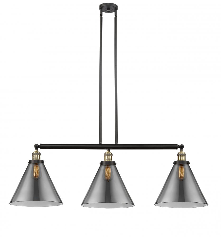 Cone - 3 Light - 44 inch - Black Antique Brass - Stem Hung - Adjustable Island Light