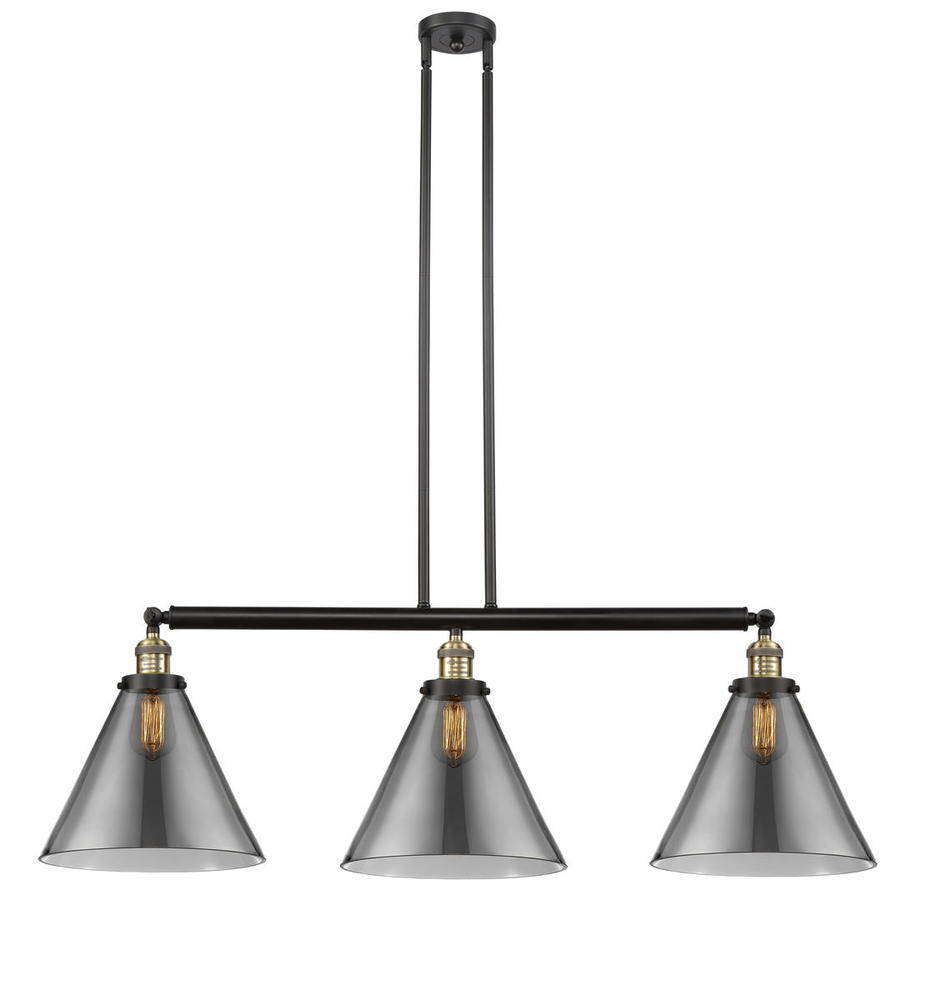 Cone - 3 Light - 44 inch - Black Antique Brass - Stem Hung - Adjustable Island Light
