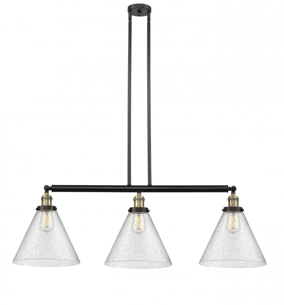 Cone - 3 Light - 44 inch - Black Antique Brass - Stem Hung - Adjustable Island Light