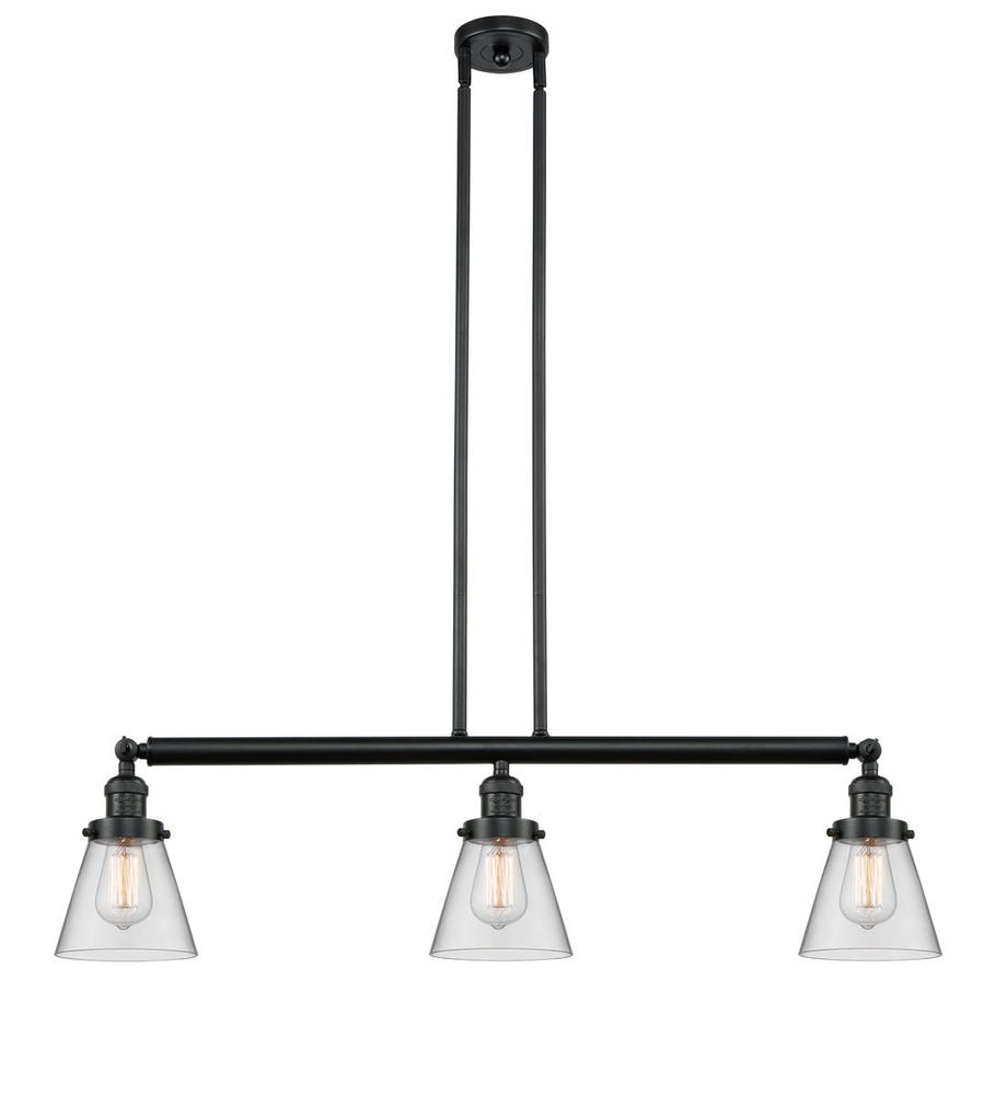 Cone - 3 Light - 39 inch - Matte Black - Stem Hung - Island Light