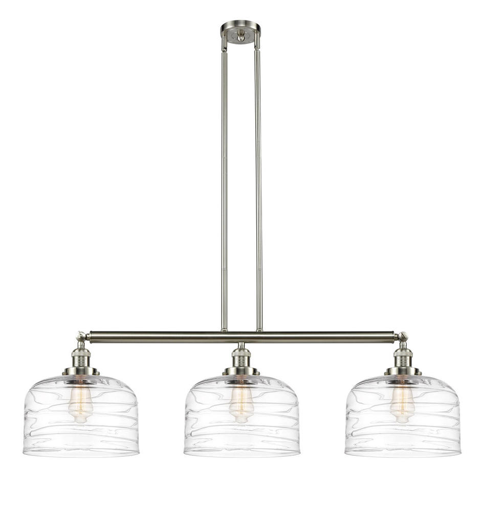 Bell - 3 Light - 42 inch - Brushed Satin Nickel - Stem Hung - Island Light