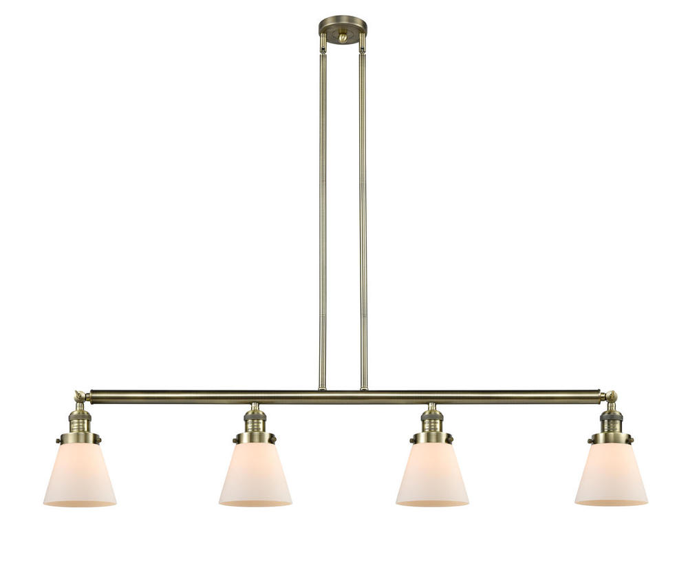 Cone - 4 Light - 51 inch - Antique Brass - Stem Hung - Adjustable Island Light