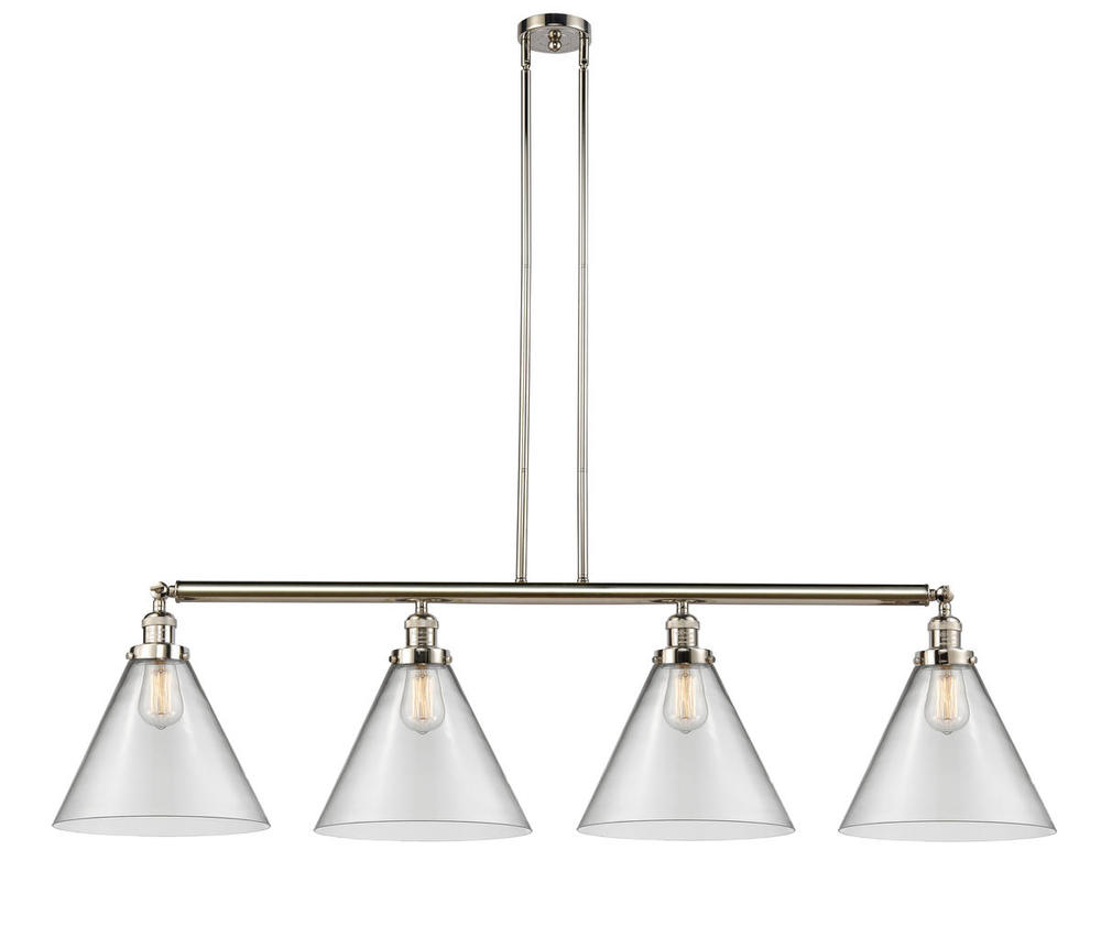 Cone - 4 Light - 56 inch - Polished Nickel - Stem Hung - Adjustable Island Light