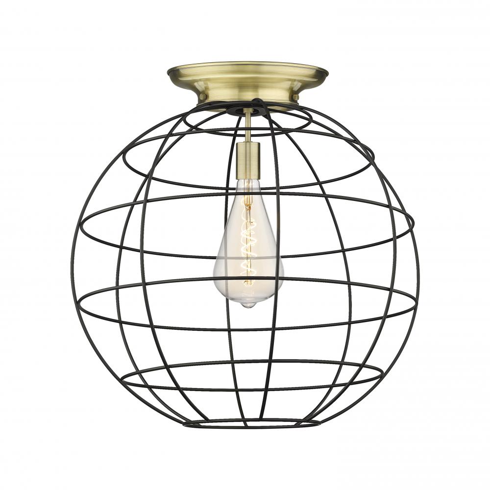 Lake Placid - 1 Light - 22 inch - Antique Brass - Flush Mount