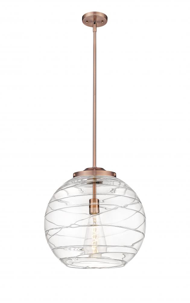 Athens Deco Swirl - 1 Light - 16 inch - Antique Copper - Cord hung - Pendant