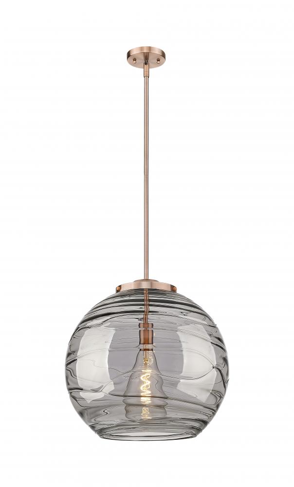 Athens Deco Swirl - 1 Light - 18 inch - Antique Copper - Stem Hung - Pendant