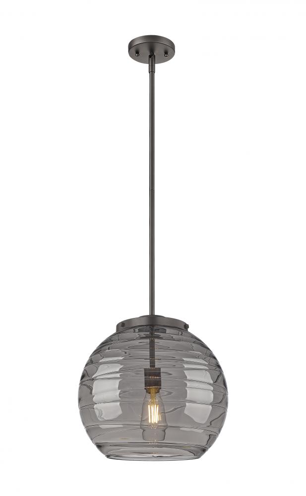 Athens Deco Swirl - 1 Light - 14 inch - Oil Rubbed Bronze - Stem Hung - Pendant