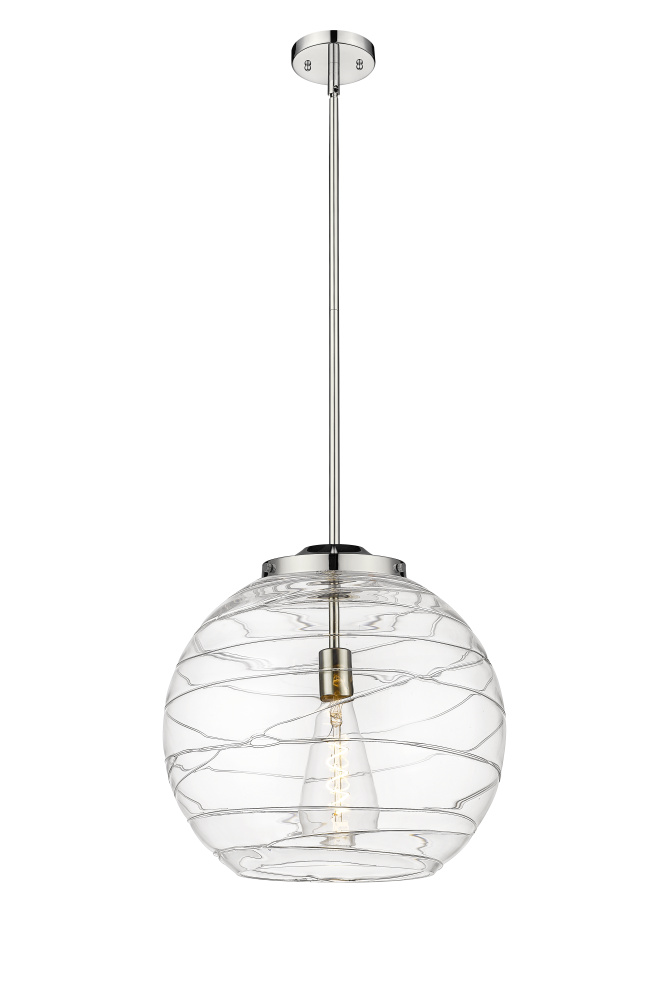 Athens Deco Swirl - 1 Light - 16 inch - Polished Nickel - Stem Hung - Pendant