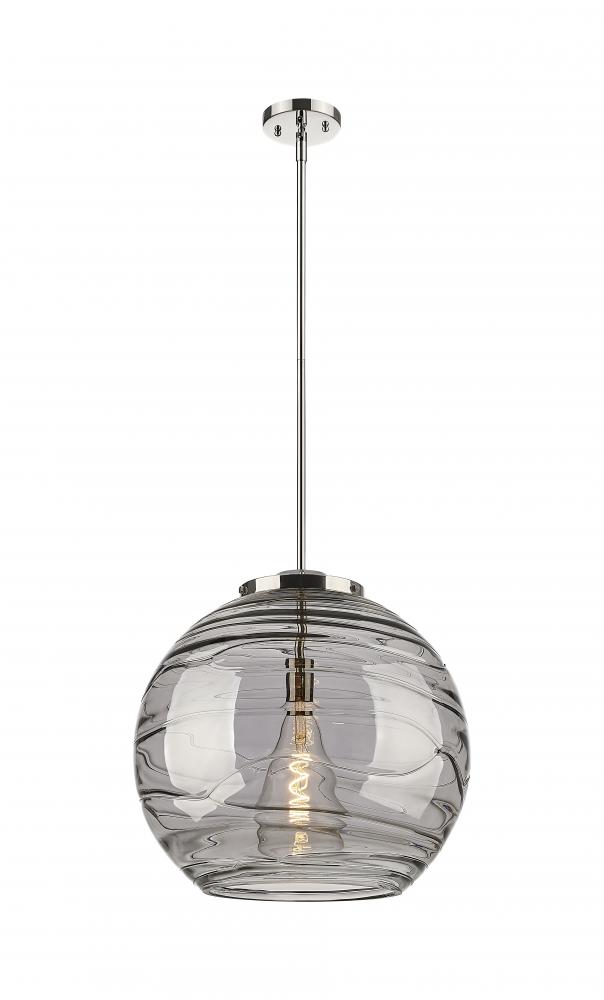 Athens Deco Swirl - 1 Light - 18 inch - Polished Nickel - Stem Hung - Pendant