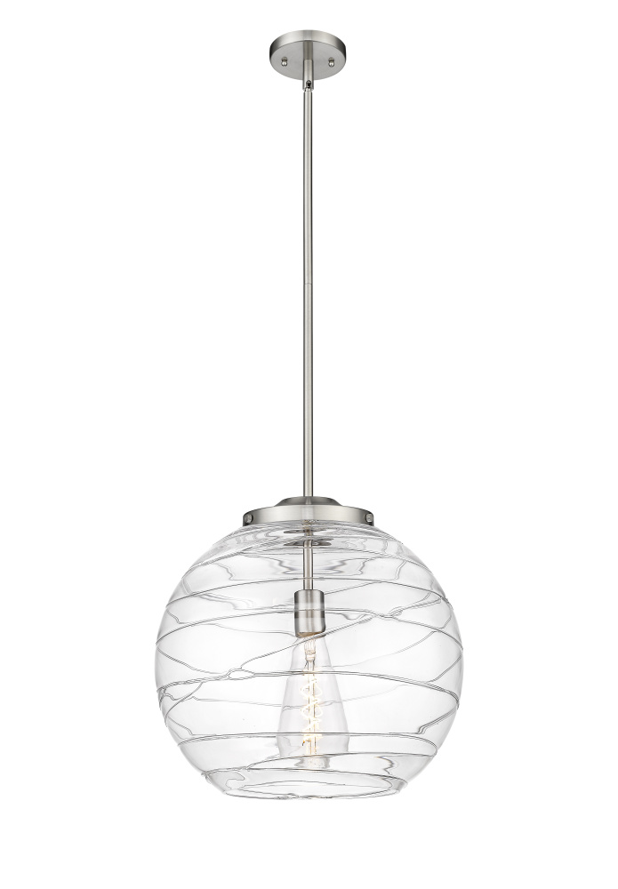 Athens Deco Swirl - 1 Light - 16 inch - Brushed Satin Nickel - Stem Hung - Pendant
