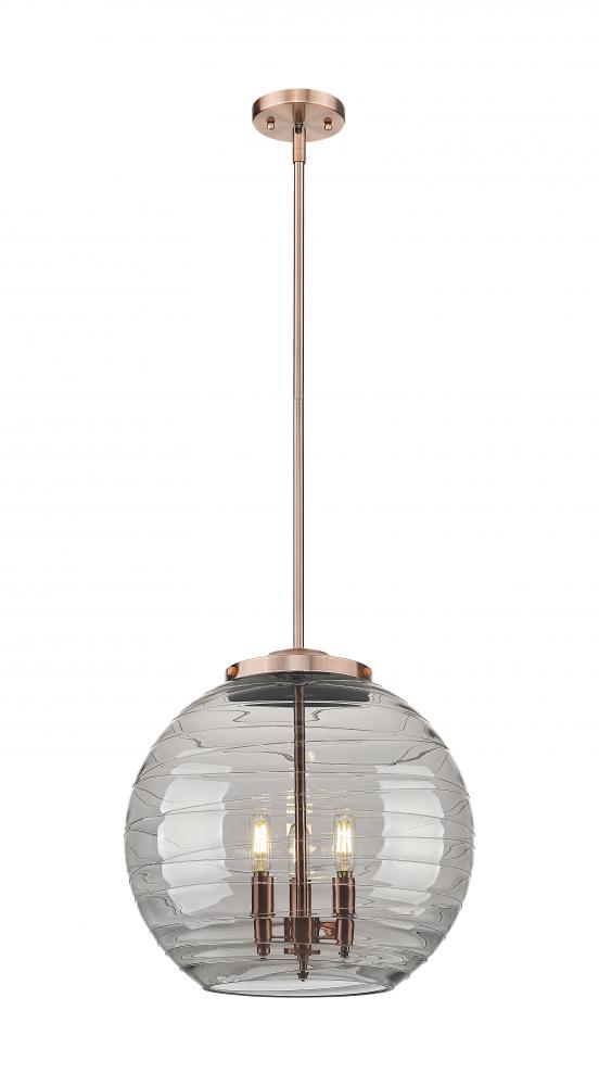 Athens Deco Swirl - 3 Light - 16 inch - Antique Copper - Stem hung - Pendant