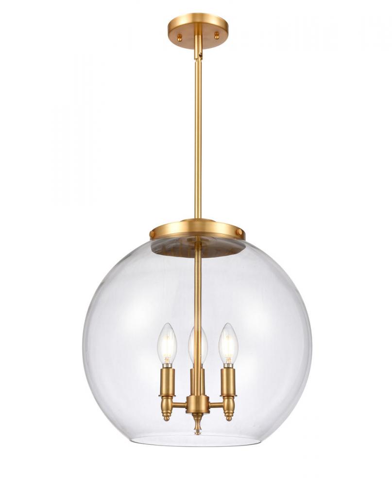 Athens - 3 Light - 16 inch - Satin Gold - Cord hung - Pendant