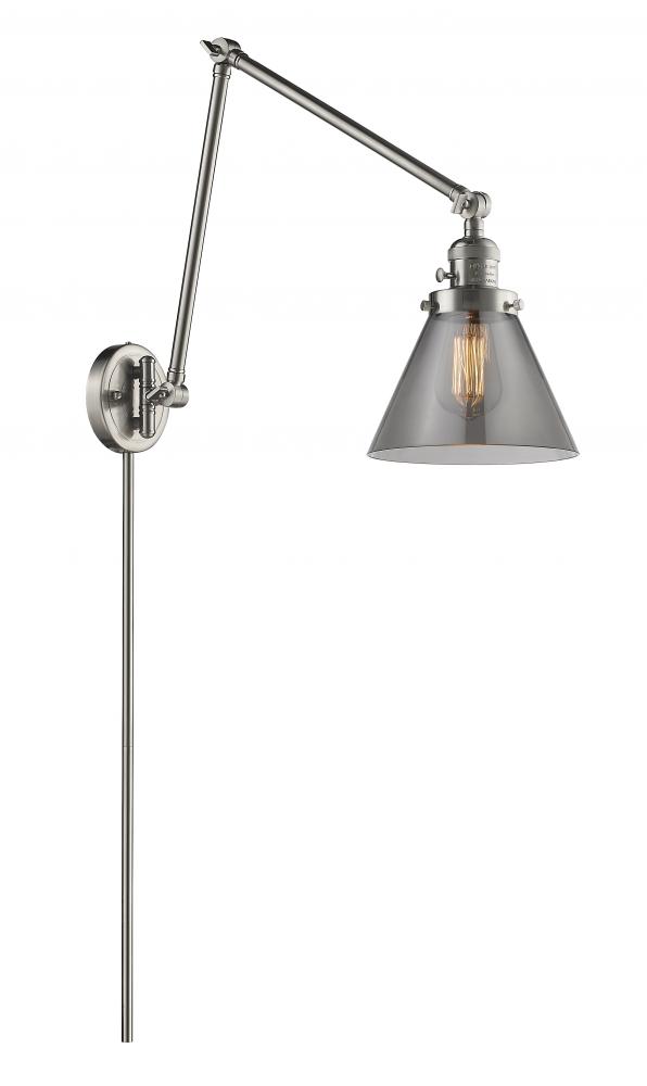 Cone - 1 Light - 8 inch - Brushed Satin Nickel - Swing Arm