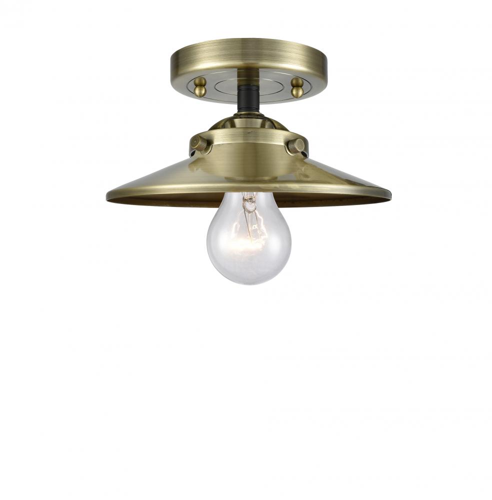 Railroad - 1 Light - 8 inch - Black Antique Brass - Semi-Flush Mount