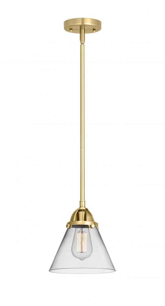 Cone - 1 Light - 8 inch - Satin Gold - Cord hung - Mini Pendant