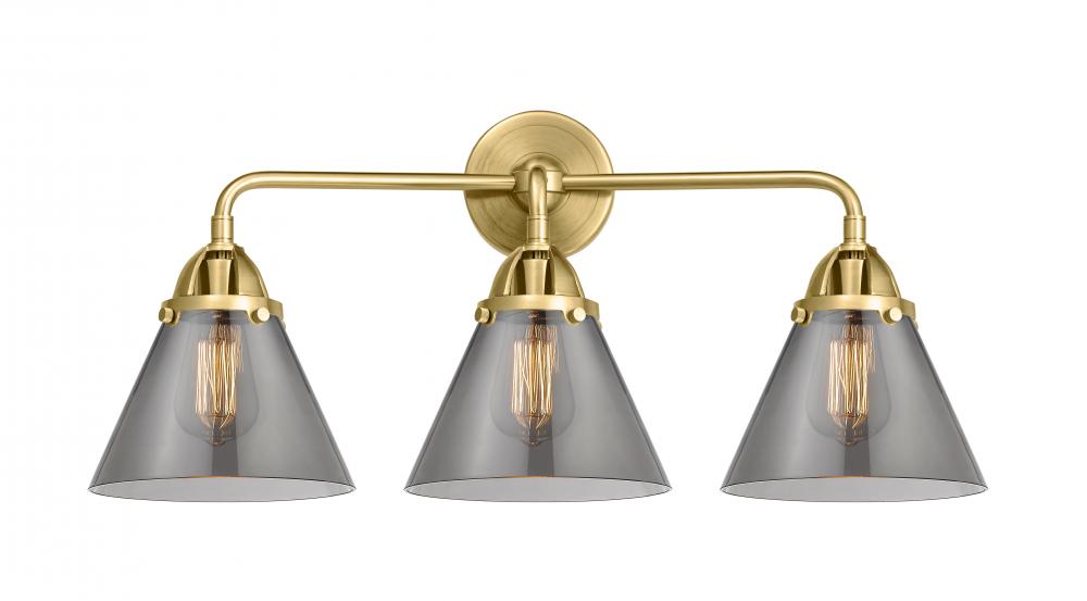 Cone - 3 Light - 26 inch - Satin Gold - Bath Vanity Light