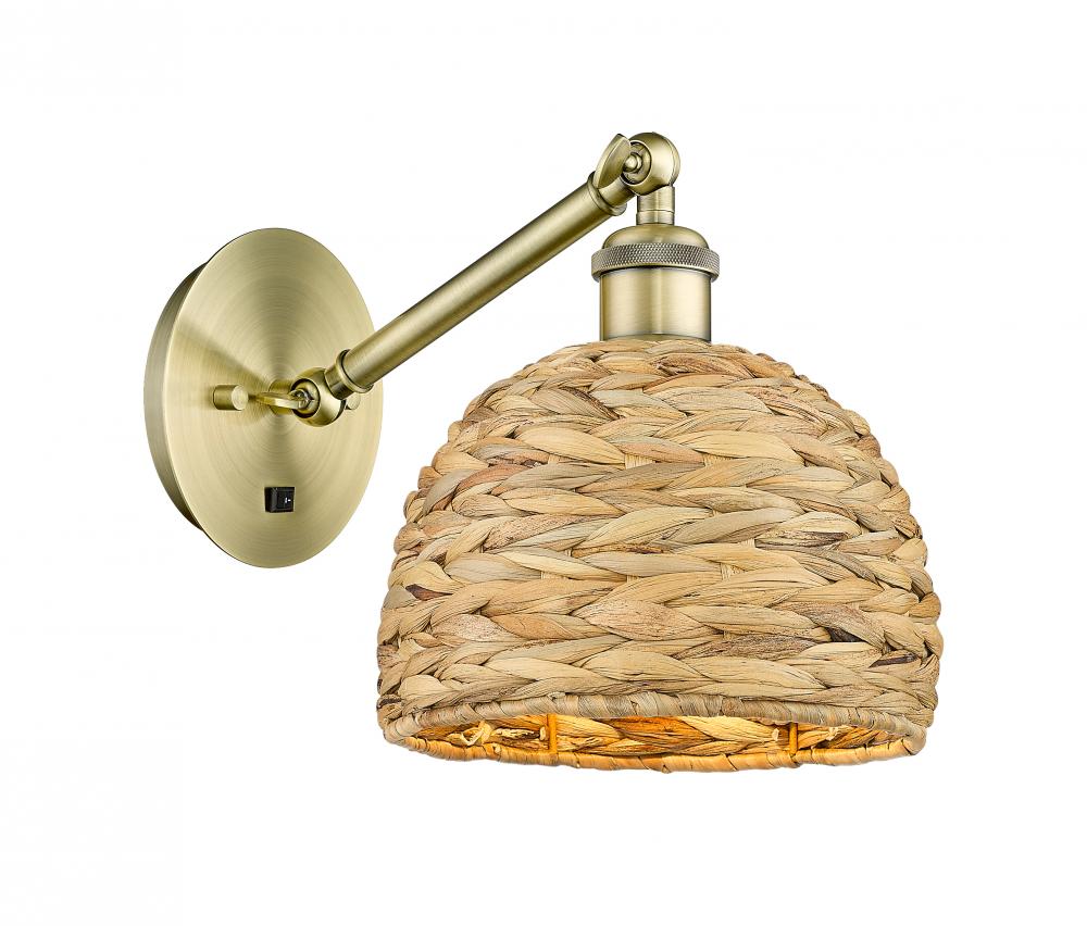 Woven Rattan - 1 Light - 8 inch - Satin Nickel - Sconce