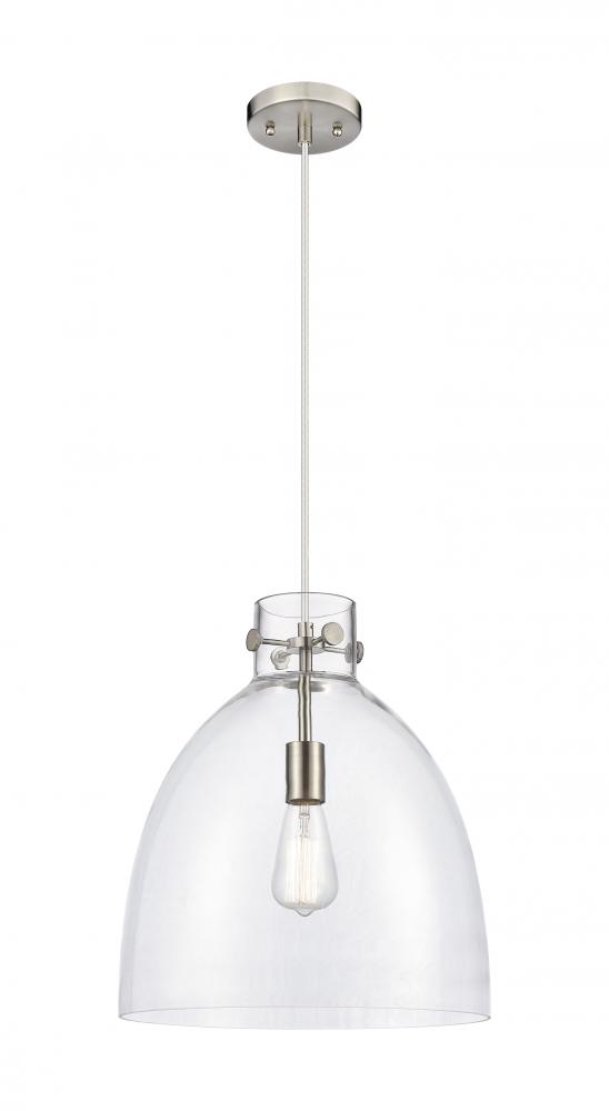 Newton Bell - 1 Light - 14 inch - Satin Nickel - Cord hung - Pendant