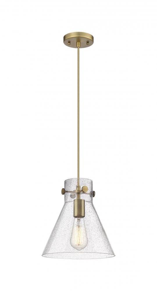 Newton Cone - 1 Light - 10 inch - Brushed Brass - Cord hung - Pendant