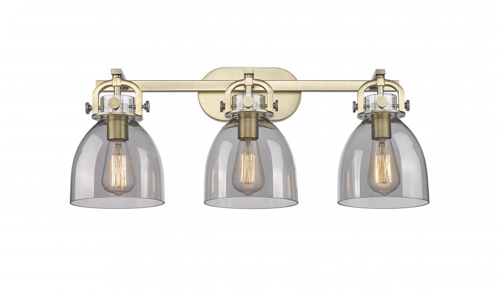 Newton Bell - 3 Light - 27 inch - Brushed Brass - Bath Vanity Light