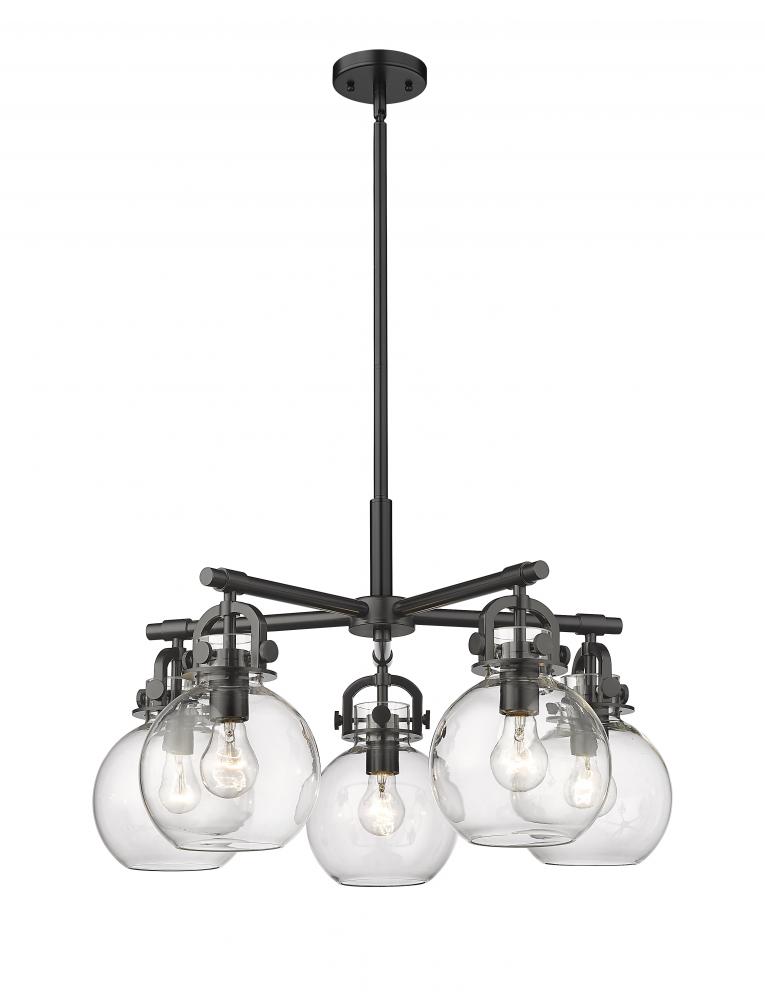 Newton Sphere - 5 Light - 26 inch - Matte Black - Chandelier