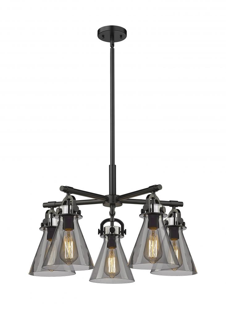 Newton Cone - 5 Light - 26 inch - Matte Black - Chandelier