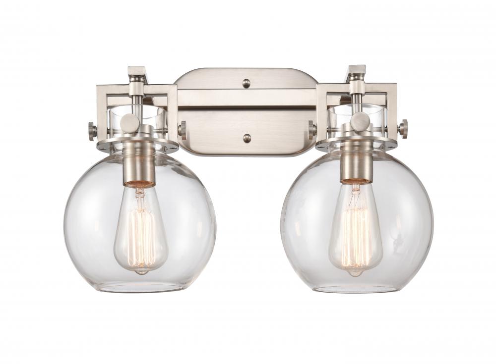 Newton Sphere - 2 Light - 17 inch - Satin Nickel - Bath Vanity Light