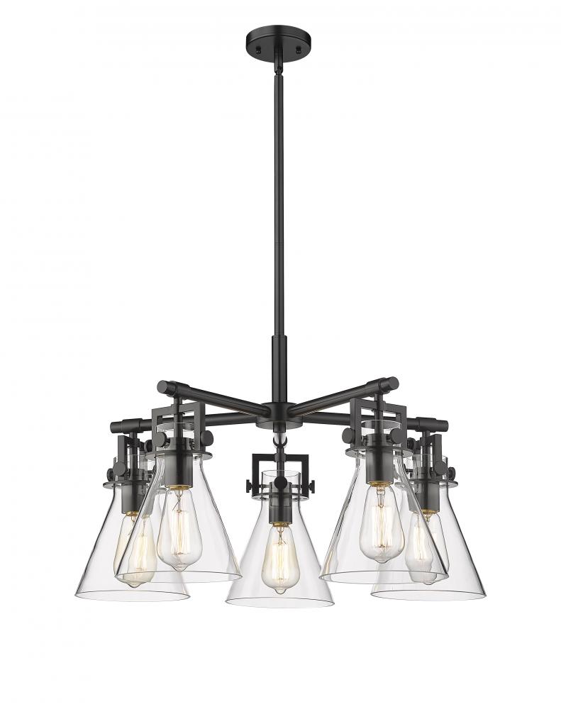 Newton Cone - 5 Light - 26 inch - Matte Black - Chandelier